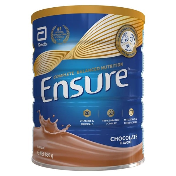 Sữa bột Ensure Chocolate 850g dành cho người già, mẫu mới