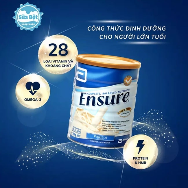 Ensure Úc 850g mẫu mới gồm những thành phần dưỡng chất nào?