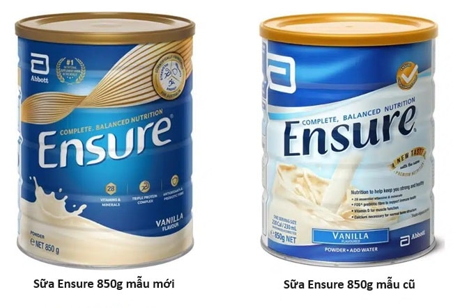 Sữa Ensure 850g vị vani mẫu mới và mẫu cũ 