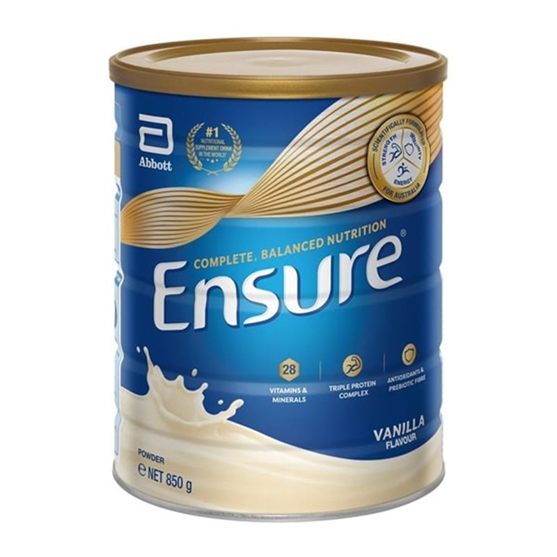 Sữa bột Ensure 850g vị vani nhập khẩu Úc, dành cho người cao tuổi