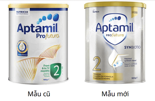Sữa Aptamil Profutura Úc số 2 mẫu cũ và mẫu mới