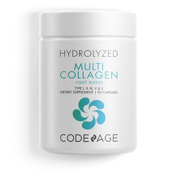 Viên uống bổ sung Collagen & Probiotics Codeage Hydrolyzed Multi Collagen + Gut Blend, Type I, II, III, V, X – Hộp 90 viên