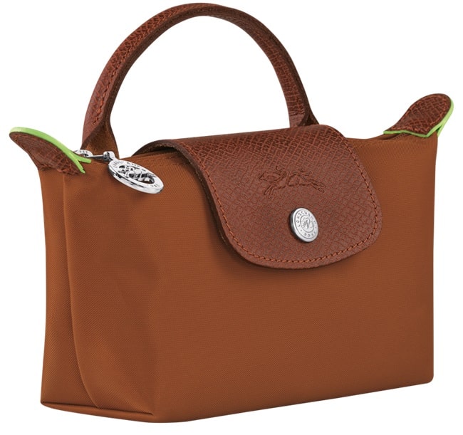 Kiểu dáng Longchamp Le Pliage Green Pouch With Handle Cognac